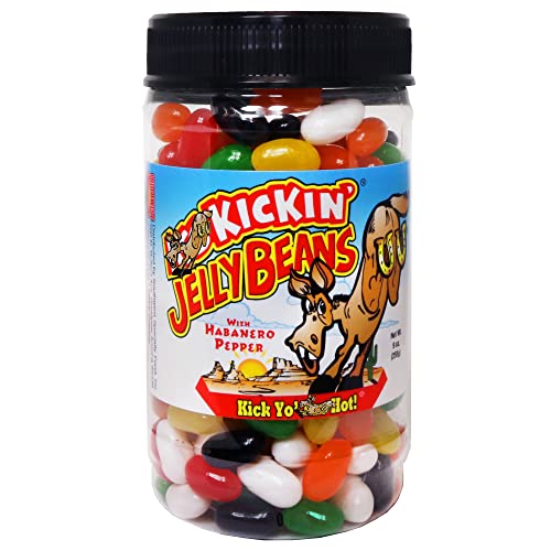 ASS KICKIN’ Hot and Spicy Jellybeans with Habanero Pepper - 9 Oz Resealable Jar - Great for Easter Candy or a Spicy Food Challenge - Try the Gourmet Spicy Jelly Beans Candy