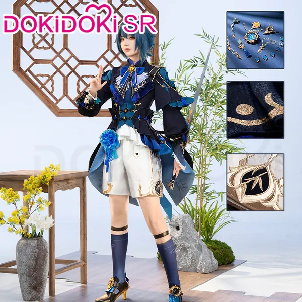 DokiDoki-SR Game Genshin Impact Cosplay Xingqiu Costume Lantern Rite 2024 Skin Bamboo Rain Xing Qiu