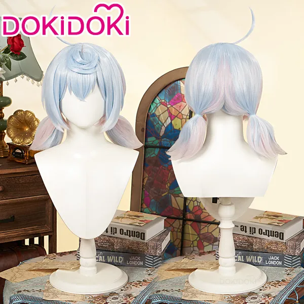 【Ready For Ship】DokiDoki Game Genshin Impact Cosplay Fontaine Sigewinne Wig Blue Pink Twin Tail Cute