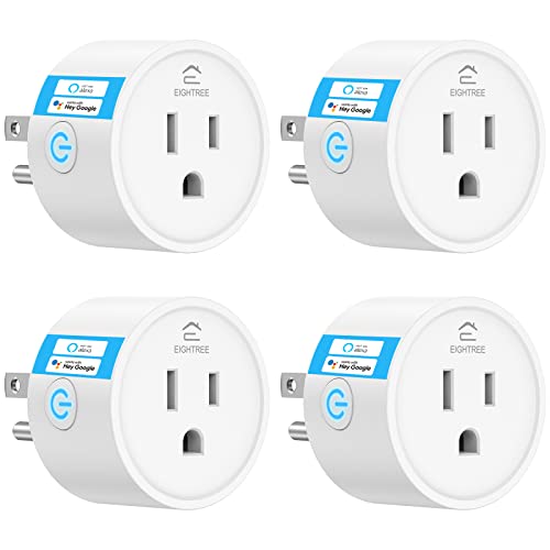 EIGHTREE Smart Plug Alexa, Smart Outlet, Works with Alexa, Google Home and SmartThings, WiFi Smart Plugs with APP Remote Control and Timer Function, 2.4GHz Wi-Fi Only, Prise Intelligente, 4Packs - 4 Pack