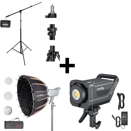 Bundle: SmallRig Aluminum Light Stand 110"/9.2ft/280cm with RC 120B 120W COB LED Video Light and Parabolic Softbox Quick Release