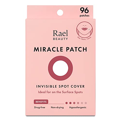 Rael Pimple Patches, Miracle Invisible Spot Cover - Hydrocolloid Acne Pimple Patches for Face, Blemishes and Zits Absorbing Patch, Breakouts Spot Treatment for Skin Care, Facial Stickers, 2 Sizes (96 Count) - 96 Count (Pack of 1)