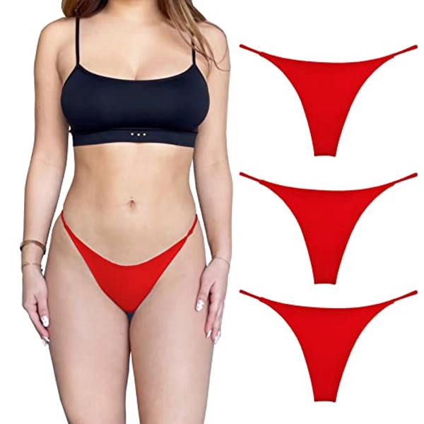 KUKU PANDA Cotton Thongs for Women Sexy Seamless Woman G String Panties 3 Pack Set…
