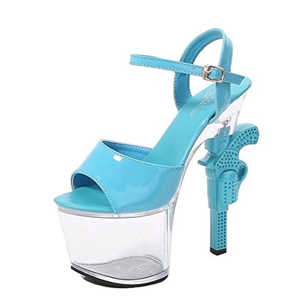 17Cm / 6.69In Womens High Heel Ladies Super Pumps Sexy Stripper Pole Dancing Sandals Perspex Shoes,T Station Crystal Bottom Transparent Shoes, Plus Size Unisex