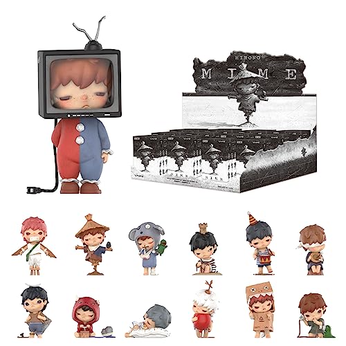 POP MART Hirono Mime Blind Box Figures, Random Design Mystery Toys for Modern Home Halloween Decorations Indoor, Collectible Toy Set for Desk Accessories, 12PC - Whole Set - Mime
