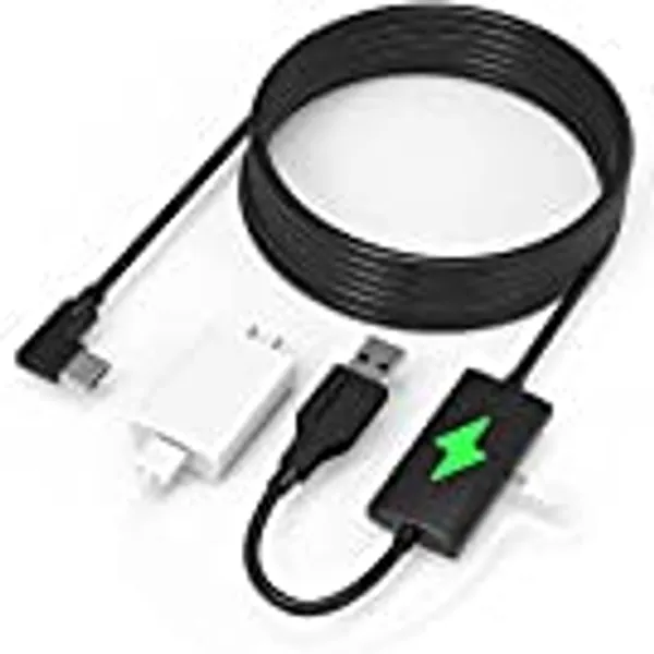 Kuject Design 16FT Link Cable for Oculus Quest 2, with Separate Charging Port for Ultra-Durable Power, USB 3.0 Type A to C Cable for VR Headset Accessories and Gaming PC