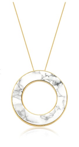 Bruna White Howlite Gold Necklace