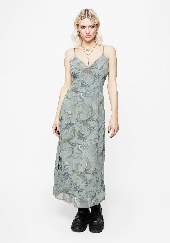 Sapphira Dragon Print Chiffon Midaxi Slip Dress | UK 10