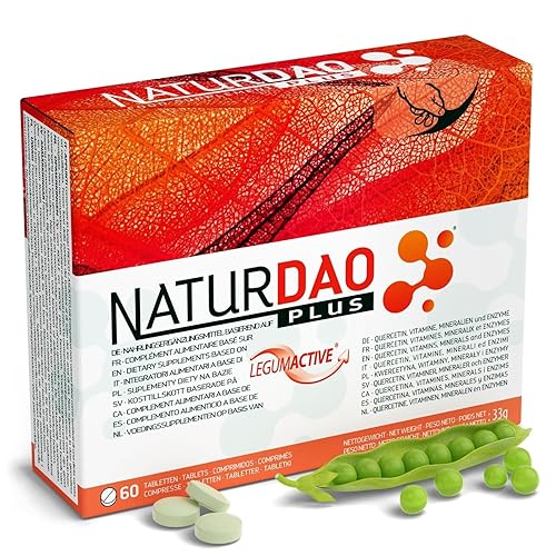 NATURDAO PLUS 1.000.000 HDU + 8 Cofactores & Adyuvantes - DAO & Catalasa,Quercetina, Vit.C, Vit.B6, Vit.B9, Vit.B12, Cobre y Zinc - Déficit de DAO - Intolerancia Histamina - 60 comprimidos