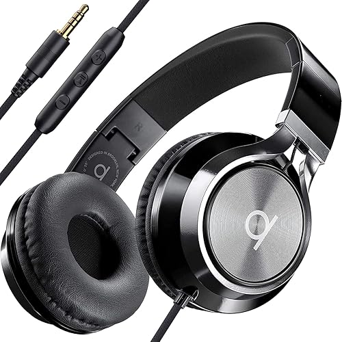 Artix® CL750 Premium Headphones Wired with Mic | Noise-Cancelling On-Ear Comfort for Adults & Kids | Crystal Clear Sound for PC, Laptop & More | 3.5mm Aux Jack | Durable & Stylish Wired Headphones - Black