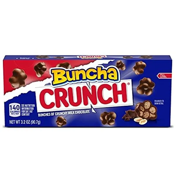 Buncha CRUNCH, Bulk 12 Pack, Milk Chocolate and Crisped Rice, Movie Theater Holiday Candy Box, Stocking Stuffers, 3.2 oz Each - 3.2 Ounce (Pack of 12)