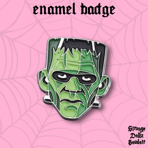 Frankenstein enamel pin badge, Halloween goth, Strange Dollz Boudoir
