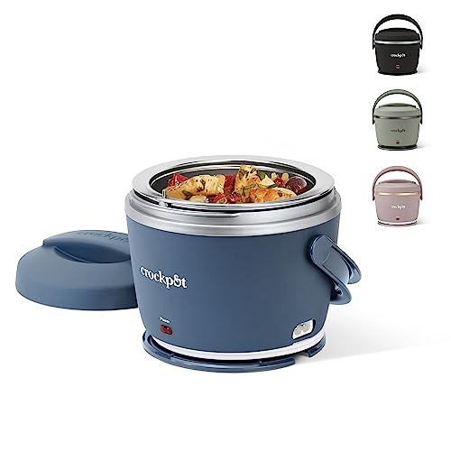 Crock-Pot 20-Ounce Electric Lunch Box, Portable Food Warmer, Faded Blue, Perfect for Travel, Car, On-the-Go, Keeps Food Warm, Spill-Free, Dishwasher-Safe, Ideal Gift for Men and Women - Faded Blue - 0.6 Quarts