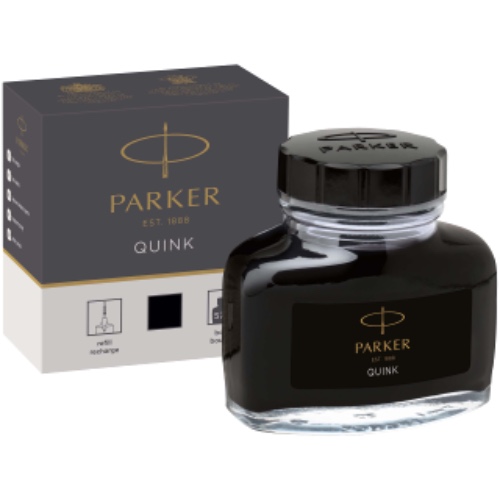 Parker Fountain Pen Ink Bottle | Black QUINK Ink | 57 ml Fountain Pen Refill