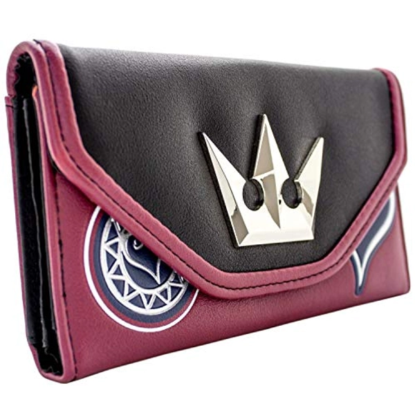 Kingdom Hearts Silver Crown Metal Emblem Purse Clutch Coin Pocket & Card Holder, Red