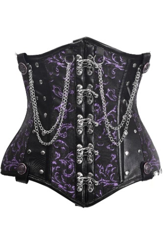 Top Drawer Black/Purple Steel Boned Underbust Corset w/Chains and Clasps - Small / black
purple