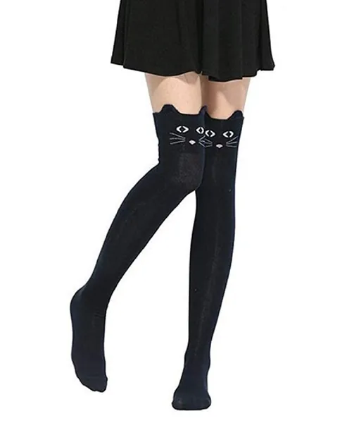 Womens Thigh High Socks Argyle Girls Novelty Striped Over the Knee High Socks Funny Crazy Long Stockings Cosplay Leg Warmers