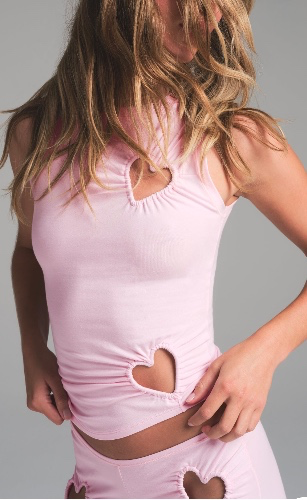 COTTON JERSEY HEART TANK | CHERRY BLOSSOM | XXS