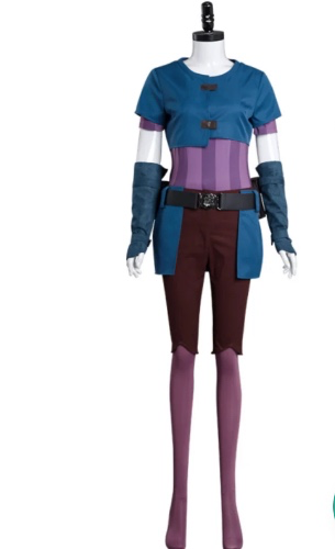 Arcane Season 1 Young Powder Cosplay Costume Set - XXXL / Teenage Jinx Cos Suit (Jacket + Underwear + Pants + Bag + Belt + Gloves + Socks)
