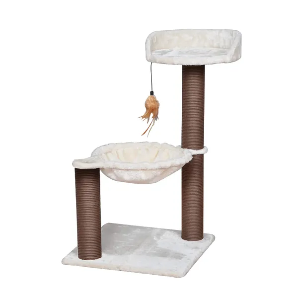 Catry Cat Tree with Feather Toy - Cozy Design of Cat Hammock Allure Kitten to Lounge in, Cats Love to Lazily Recline While Playing with Feather Toy and Scratching Post, (Innovative Arrival) - Version 2