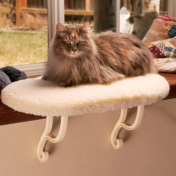 K&H Pet Products Kitty Sill Cat Window Heated/Unheated Hanging Window Perch Bed and Hammock - Fleece Unheated