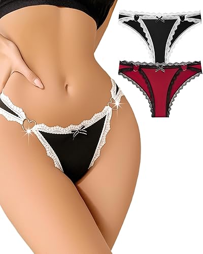 GleeLucky Lace Trim Panties Hipster Panties For Women Sexy Lace Womens Underwear Cute Cheeky Underwear For Women Pack - Multicolor-a - Medium