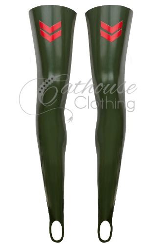 Military Madam Stockings | Large / Olive Green & Red