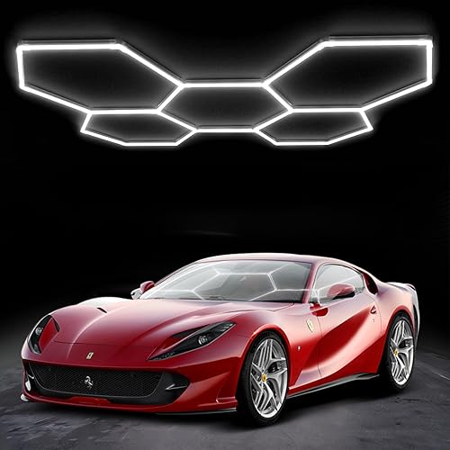 MODERN Hexagon Garage Lights，25 Pack 216W 25920LM High Brightness Hexagon Garage LED Lights for Garage, Shopping Mall, Workshop and Car Detailing Shop etc. … … … - 5 HEX (‎92.5"L x 64.4"W x 1.4 "H)