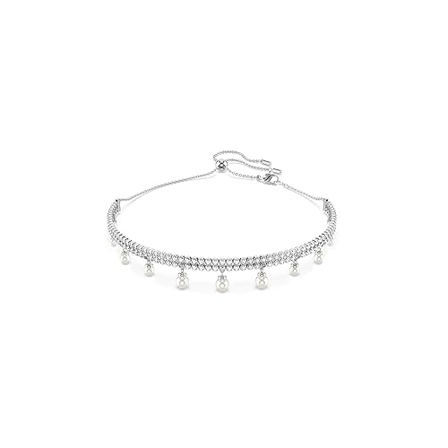 Swarovski Ariana Grande x choker, Crystal pearl, Round cut, Clear, Rhodium Finish