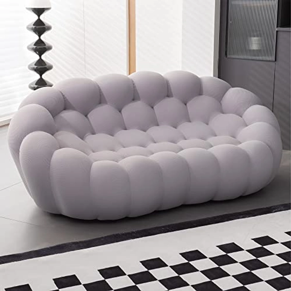 COULDWILL Modern Loveseat Couch Upholstered Floor Sofa Overall Shaped Bubble Couch with 3D Textile Material for Living Room Salon