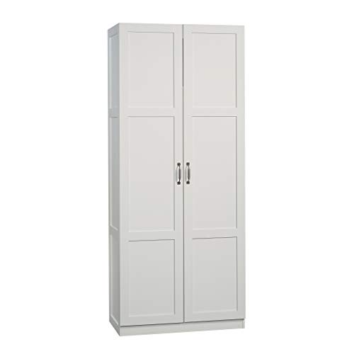 Sauder 419496 Miscellaneous Storage Storage Cabinet, L: 29.61" x W: 16.02" x H: 71.50", Cinnamon Cherry finish - White Finish Storage Cabinet + Bookcase