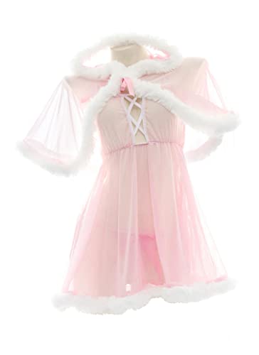 SINROYEE Sexy Christmas Lingerie Set Holiday Outfits Sheer Sleepwewar hooded top Anime cosplay - 1