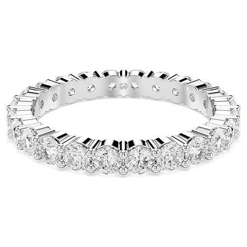 Swarovski Matrix Vittore ring, Round cut, Clear, Silver-tone finish, Size 6 3/4
