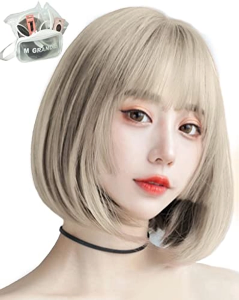 MGRANDE wig premium line 【 active top stylist produce 】 6 items set inner color line women's original wig semi-long small face effect（hime gold beige DY02C）