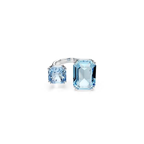 Swarovski Millenia Open Ring, Octagon Cut, Blue, Rhodium Finish - US 6/EU 52