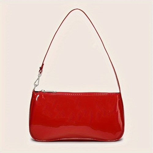 Solid Color Zipper Shoulder Bag Mini Textured Underarm Wallet For Women, Classic Armpit Bag