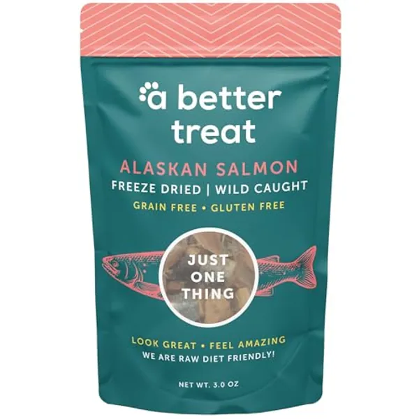A Better Treat – Freeze Dried Salmon Dog Treats, Wild Caught, Single Ingredient | Natural High Value | Gluten Free, Grain Free, High Protein, Diabetic Friendly | Natural Fish Oil | Made in The USA