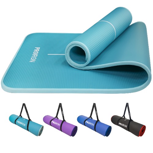 PROIRON Yoga Mat Eco Friendly NBR All-Purpose 10mm Thick Non-Slip Exercise Mat High Density Anti-Tear Pilates Mat with Carrying Strap for Yoga Pilates and Gymnastics - 183cm x 66cm x 1cm - 4 Colours(Only official brand : PROIRON) / black (Edge Protection, Durable Robust)