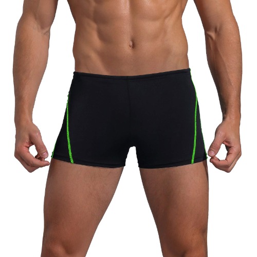Easyglide Square Leg Suit Mens Comfortable Swimsuit for Polyester Fabric Shape Retention,Quick Drying - 32 - Black&green