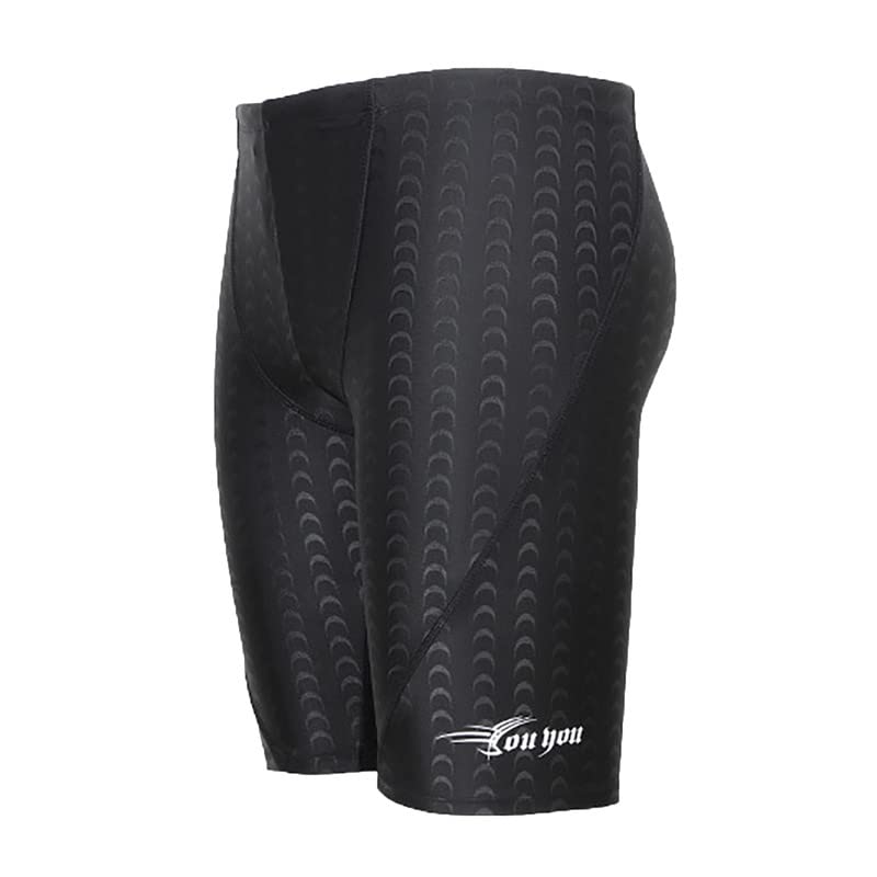 Gesaofa Mens Imitation Shark Skin Five Cent Racing Jammers, Arena Powerskin Quick Dry Swimmers Breathable Splice Performance Swim Shorts for Men - XX-Large - Black