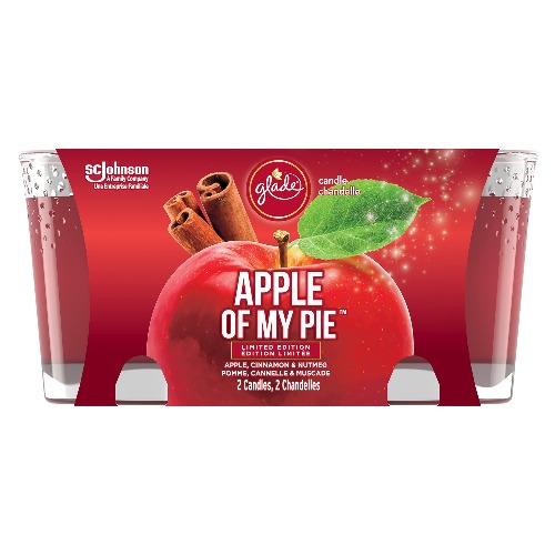 Glade Scented Candle, Apple of My Pie, Air Freshener Infused with Essential Oils, 1-Wick Candle, 2 Count