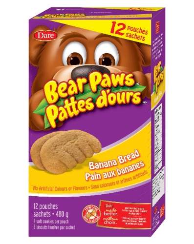 Bear Paws Dare Banana Bread Cookies, Family Size, 480g/17 oz., (12 Pouches)