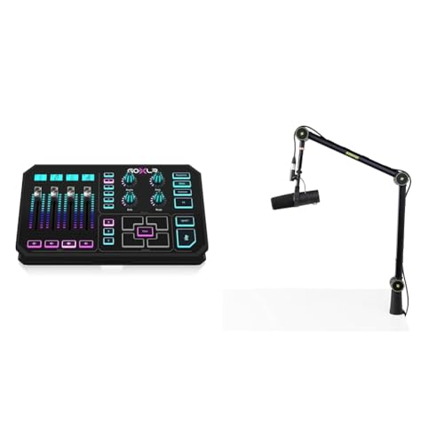 TC-Helicon GoXLR Revolutionary Online Broadcaster Platform with 4-Channel Mixer & Shure by Gator Deluxe Articulating Desktop Podcasting Mic Boom Arm with Cable Management Channel; (SH-BROADCAST1)