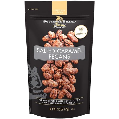 Squirrel Brand Salted Caramel Pecans. 3.5 oz, Gluten Free, Vegetarian - Salted Caramel Pecans - 3.5 Ounce (Pack of 1)
