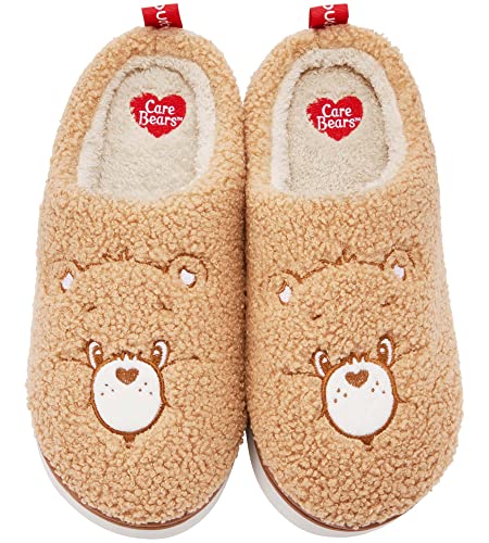 YUNGPRIME Care Bears House Slippers Cozy Slip on Fluffy Scuff Shoes for women and men - 7-8 Wide Women/5-6 Wide Men - Brown