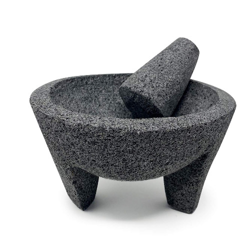 Lindo 9 inch Molcajete Mortar and Pestle, Mexican Handmade with Lava Stone,Herb Bowl, Spice Grinder, Pill Crusher, Pesto Powder, Volcanic Stone