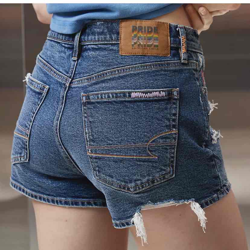 AE Pride Strigid Super High-Waisted Relaxed Ripped Denim Short