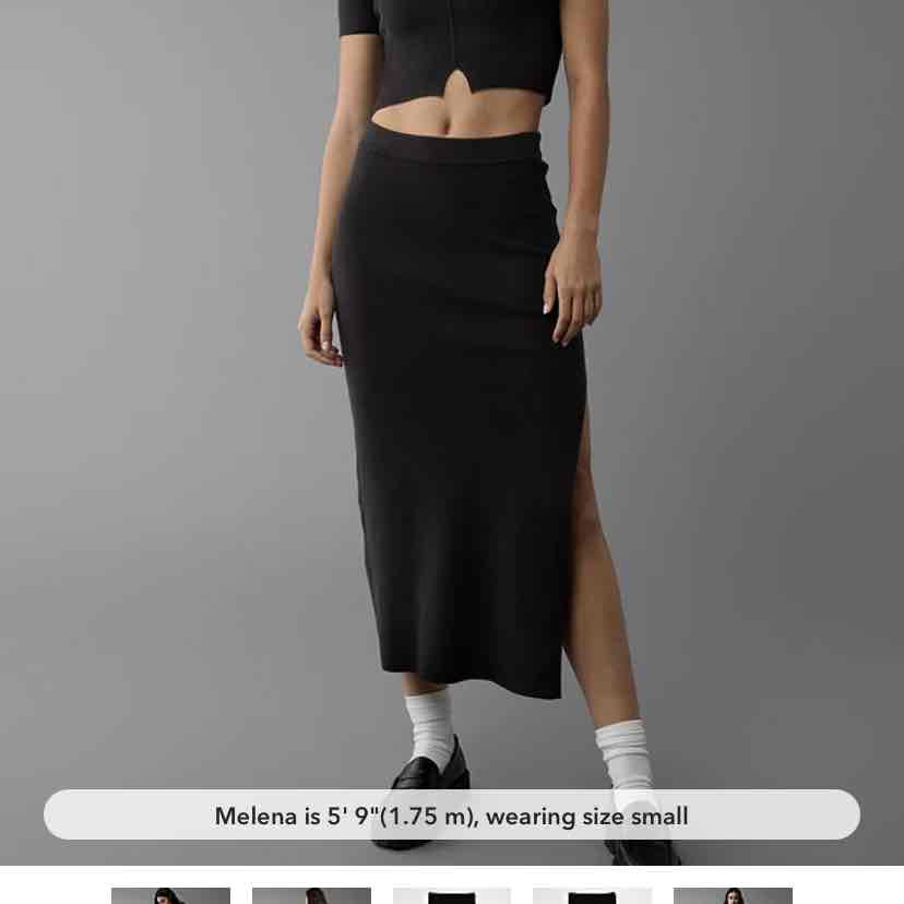 AE High-Waisted Sweater Slit Midi Skirt