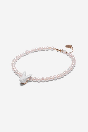 RABBIT HEAD & PEARLS NECKLACE | Default Title