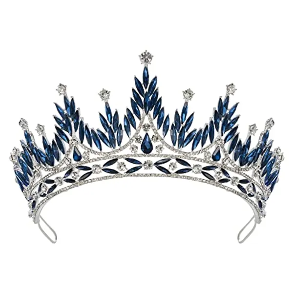 SWEETV Tiaras and Crowns for Women, Wedding Tiara for Bride, Rhinestone Queen Crown, Crystal Costume Hair Accessories for Birthday Prom Quinceanera Celebration